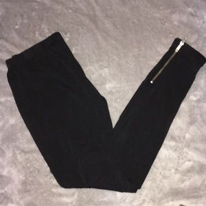 Black Zipper Cotton Leggings